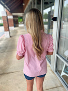 Ready For Love Pink Striped V - Neck Top - A'Bekah's Boutique