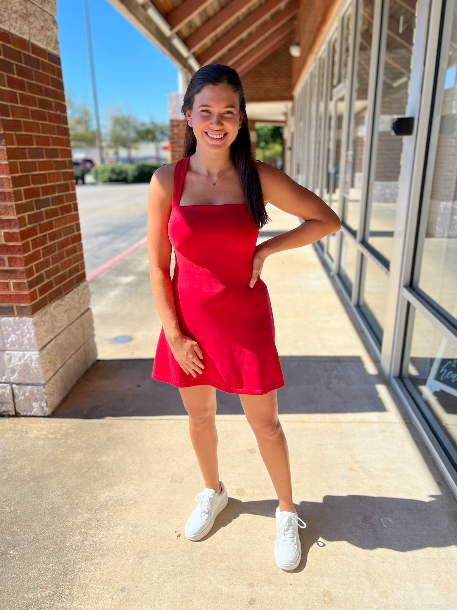 Red Active Dress with Built In Shorts - A'Bekah's Boutique