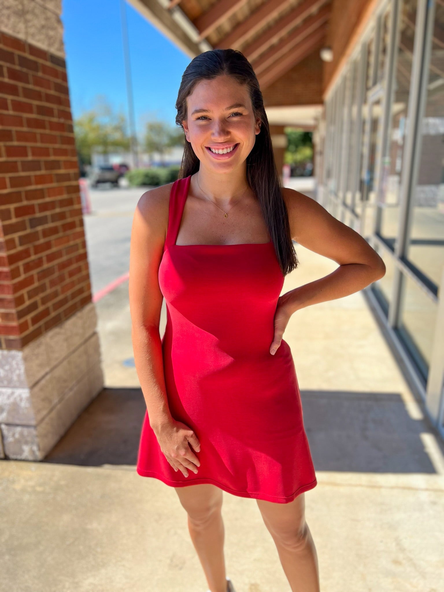 Red Active Dress with Built In Shorts - A'Bekah's Boutique