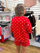 Red and White Polka Dot Heavy Scuba Top and Shorts Set - A'Bekah's Boutique