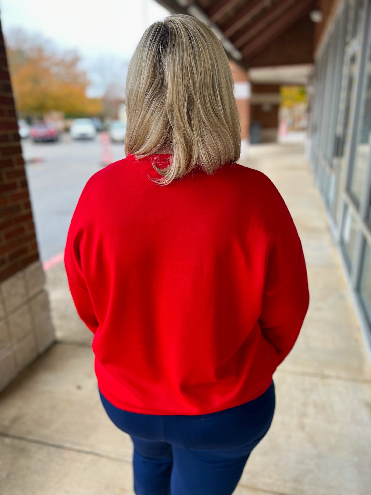 Red Joyful Velvet Patch Luxe Long Sleeve Pullover (C) - A'Bekah's Boutique