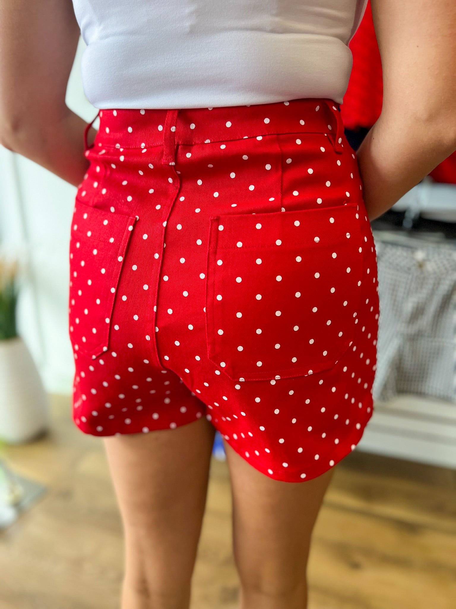 Red Polka Dot Shorts with Pockets - A'Bekah's Boutique