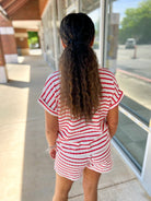 Red Striped Short Sleeve Short Set - A'Bekah's Boutique
