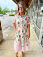 Rose Pink Midi Dress with Smocked Waist and Pockets - A'Bekah's Boutique