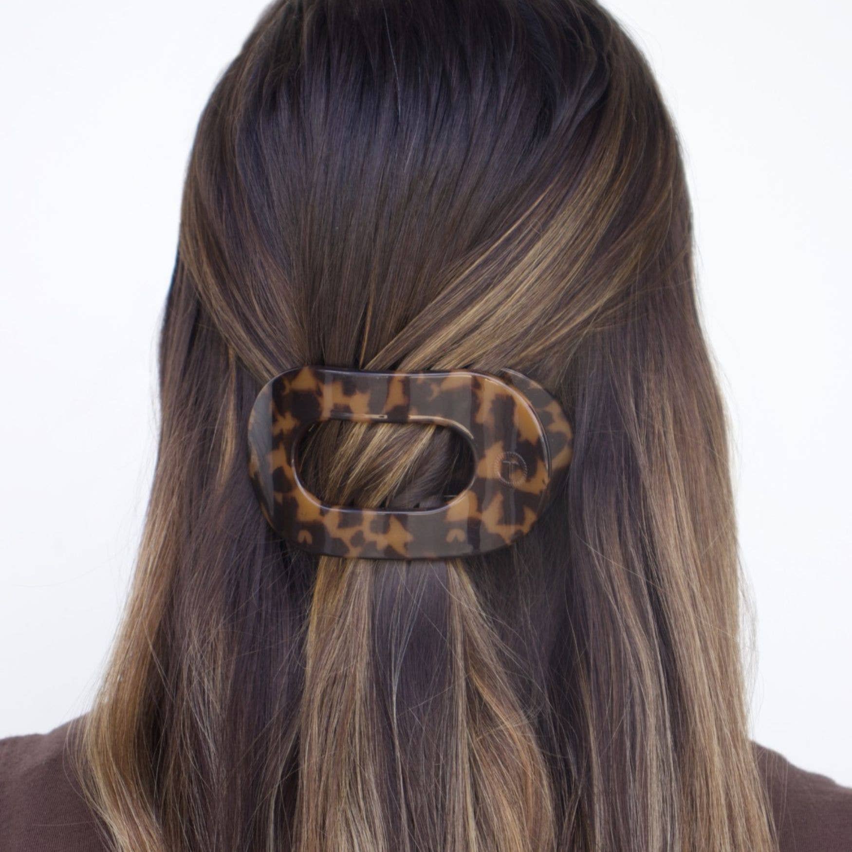 Round Flat Hair Clip | Medium | Tortoise - A'Bekah's Boutique