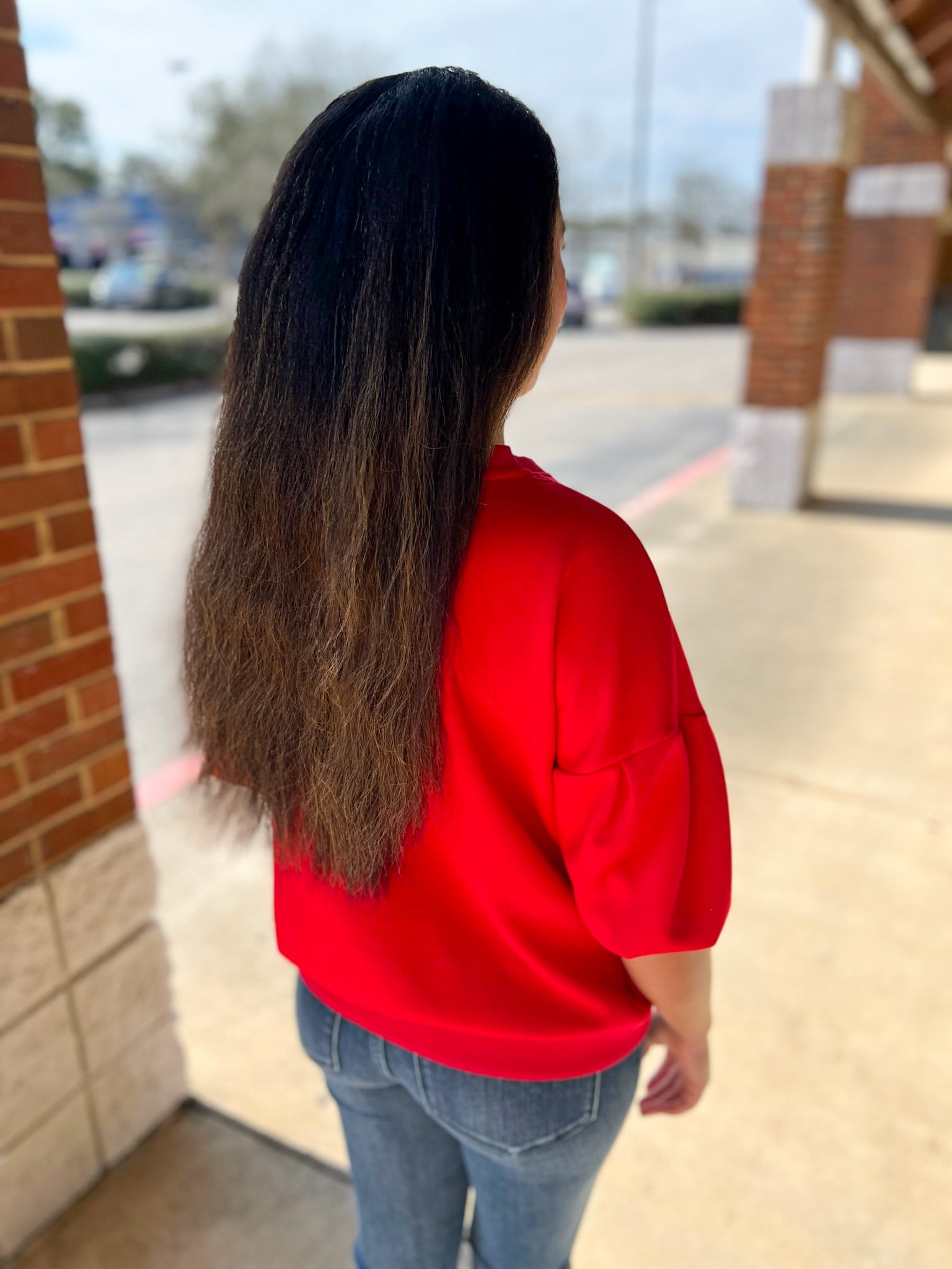 Ruby Red Scuba 3/4 Dolman Sleeve Pullover Top - A'Bekah's Boutique