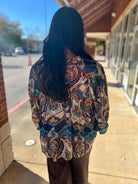 Sapphire Blue Long Sleeve Button Up Top - A'Bekah's Boutique