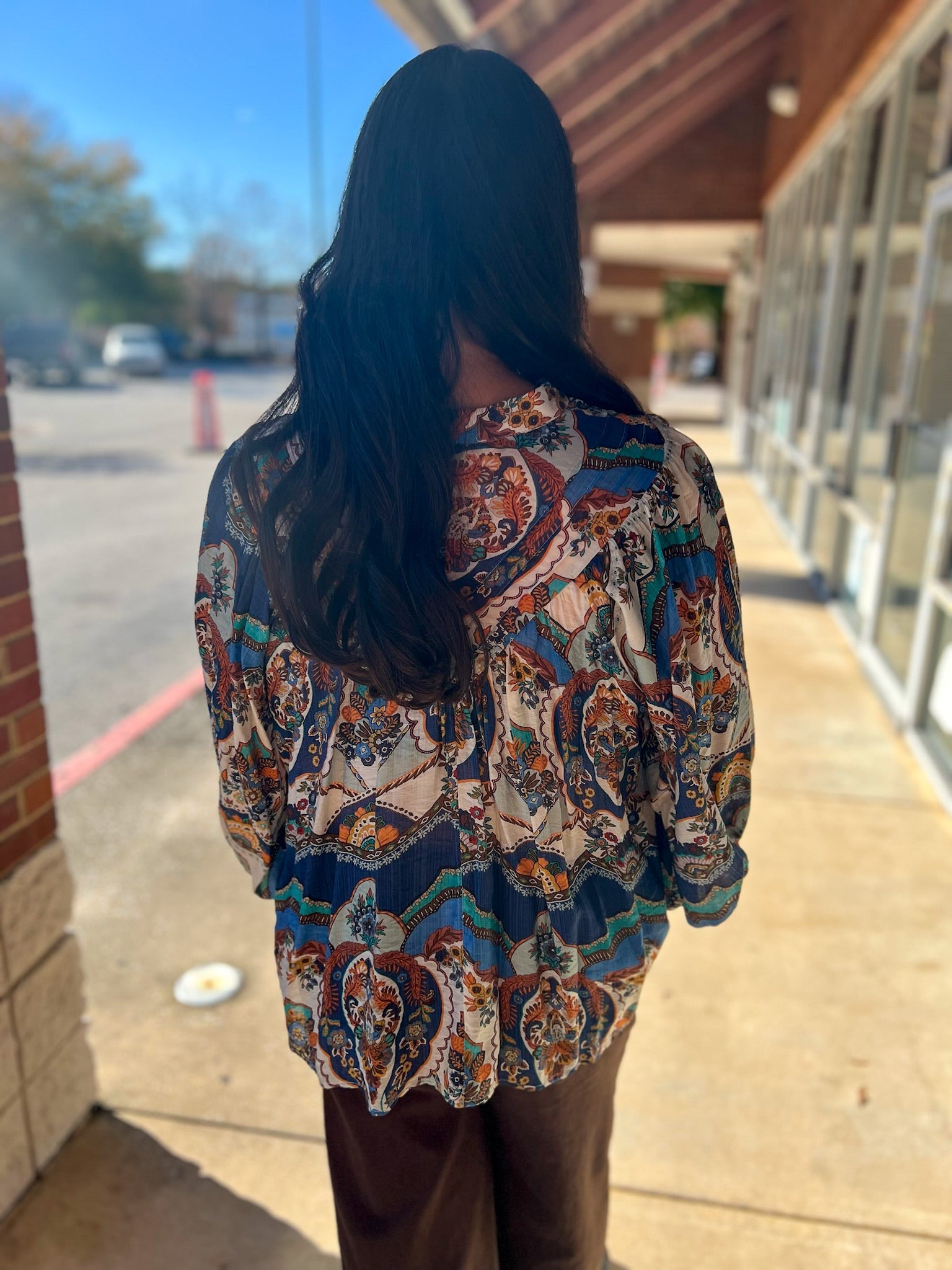 Sapphire Blue Long Sleeve Button Up Top - A'Bekah's Boutique