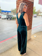 Save The Date Emerald Green Velvet Jumpsuit - A'Bekah's Boutique