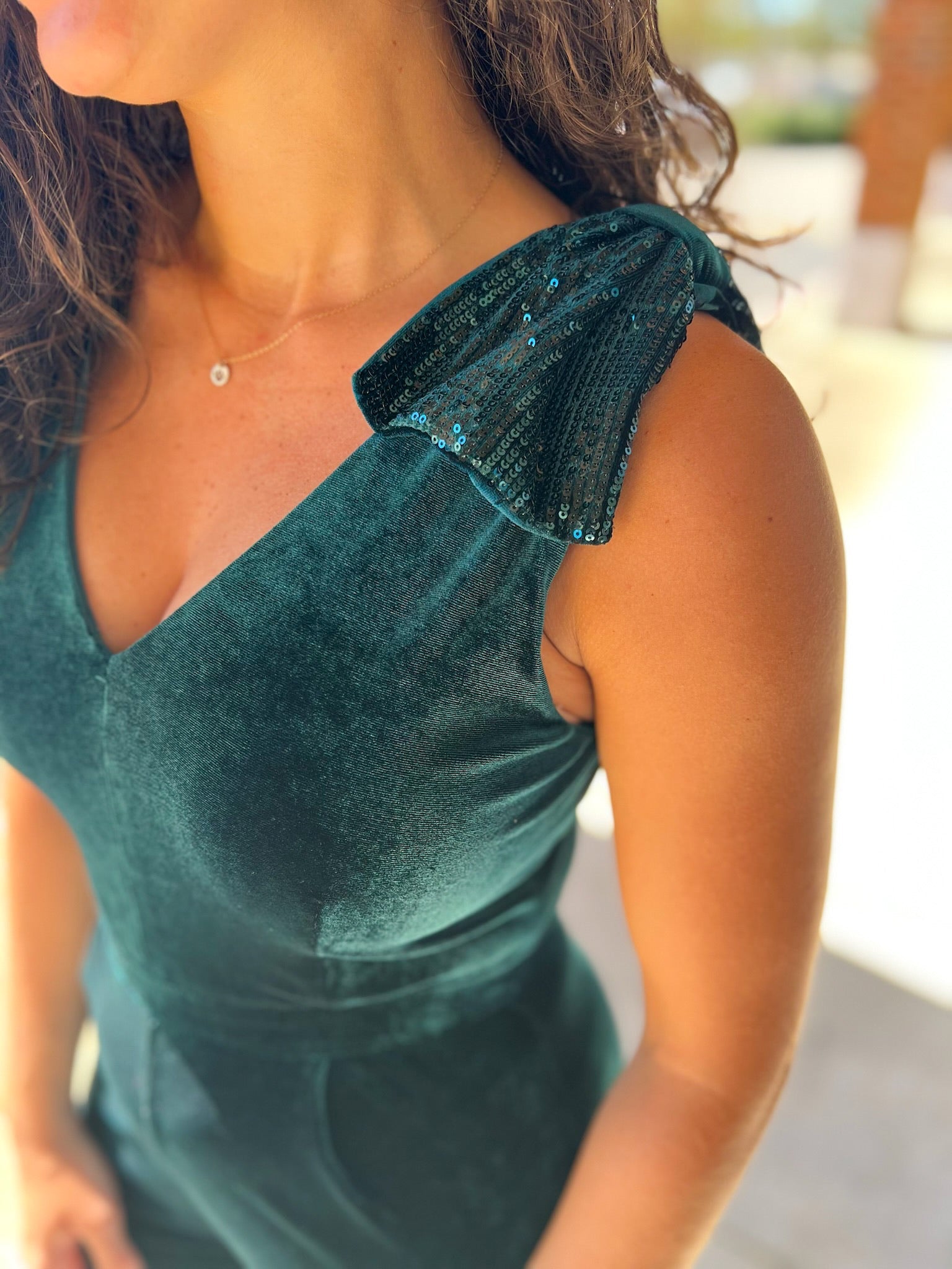 Save The Date Emerald Green Velvet Jumpsuit - A'Bekah's Boutique