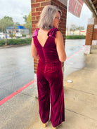 Save The Date Ruby Velvet Jumpsuit - A'Bekah's Boutique