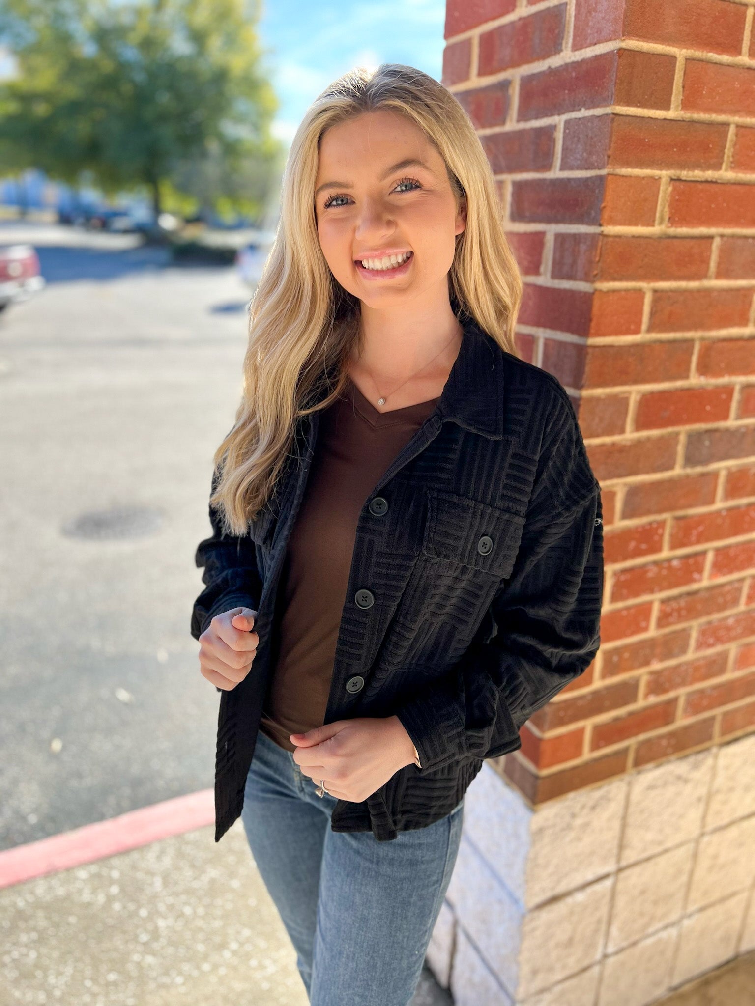 See You There Black Textured Shacket - A'Bekah's Boutique