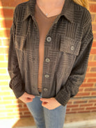 See You There Black Textured Shacket - A'Bekah's Boutique