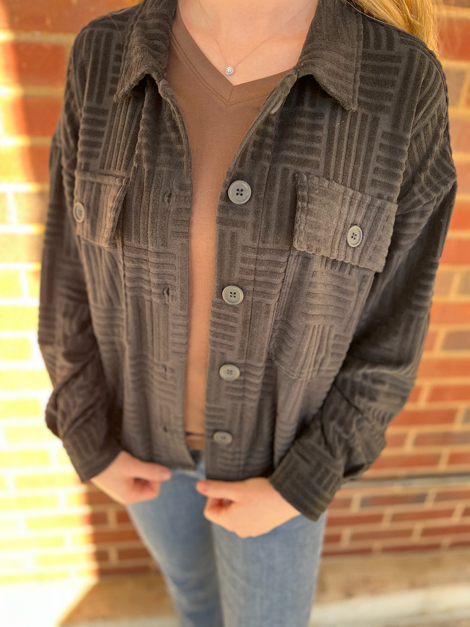 See You There Black Textured Shacket - A'Bekah's Boutique