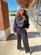 Set For Life Black Long Sweatsuit Set - A'Bekah's Boutique