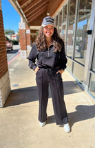 Set For Life Black Long Sweatsuit Set - A'Bekah's Boutique