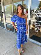 Show Me Forever Cobalt Blue One Shoulder Midi Dress - A'Bekah's Boutique