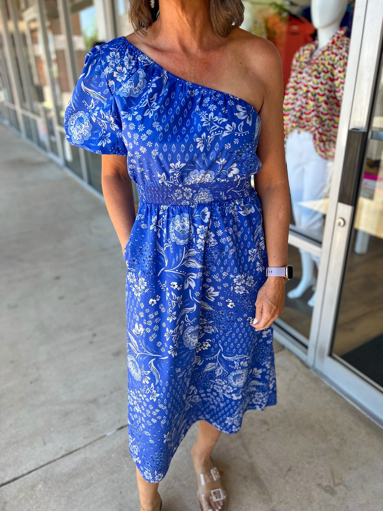 Show Me Forever Cobalt Blue One Shoulder Midi Dress - A'Bekah's Boutique