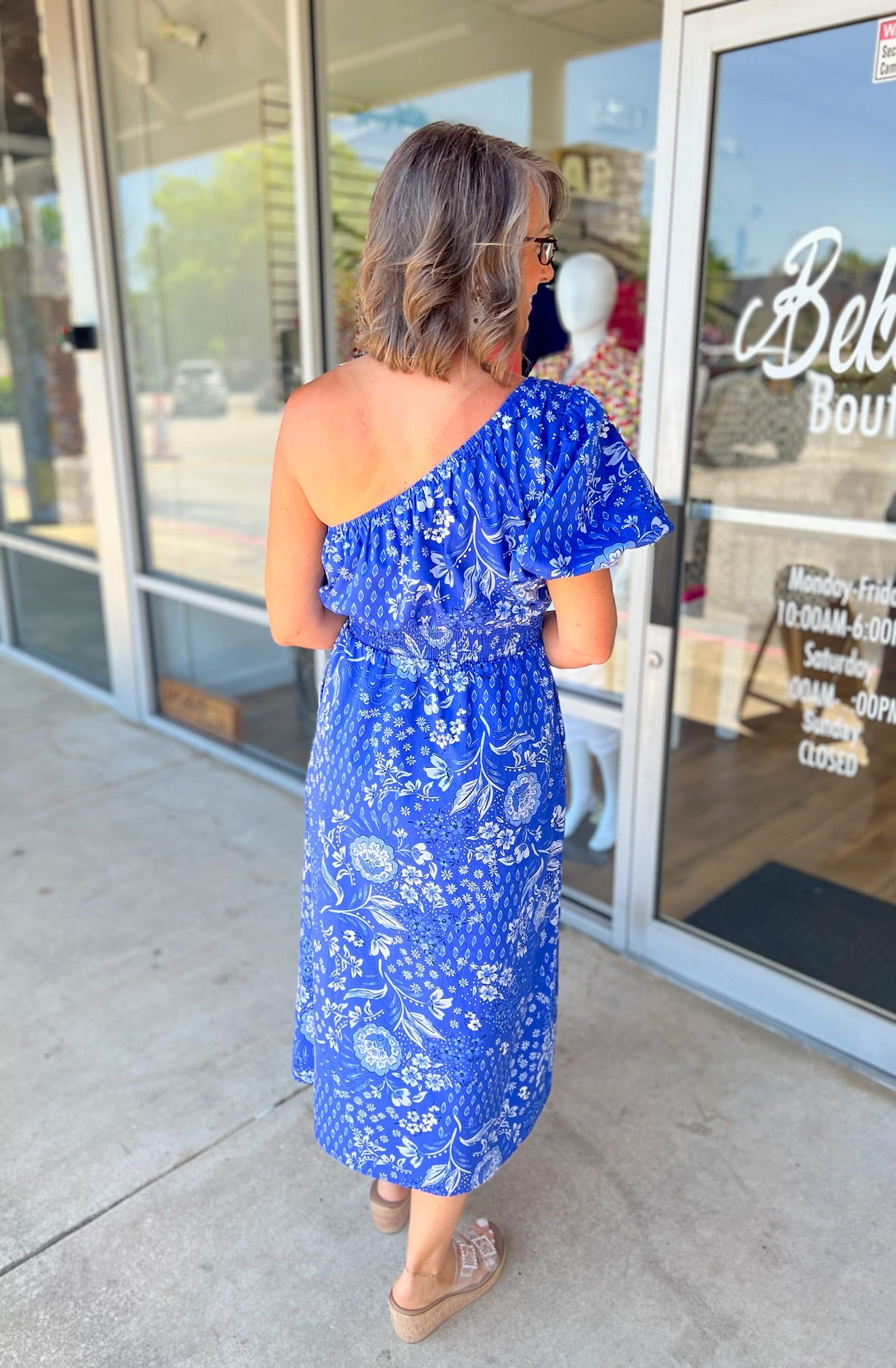 Show Me Forever Cobalt Blue One Shoulder Midi Dress - A'Bekah's Boutique