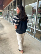 Sight Unseen Black Top with Embroidered Bubble Sleeves and Neckline (R) - A'Bekah's Boutique