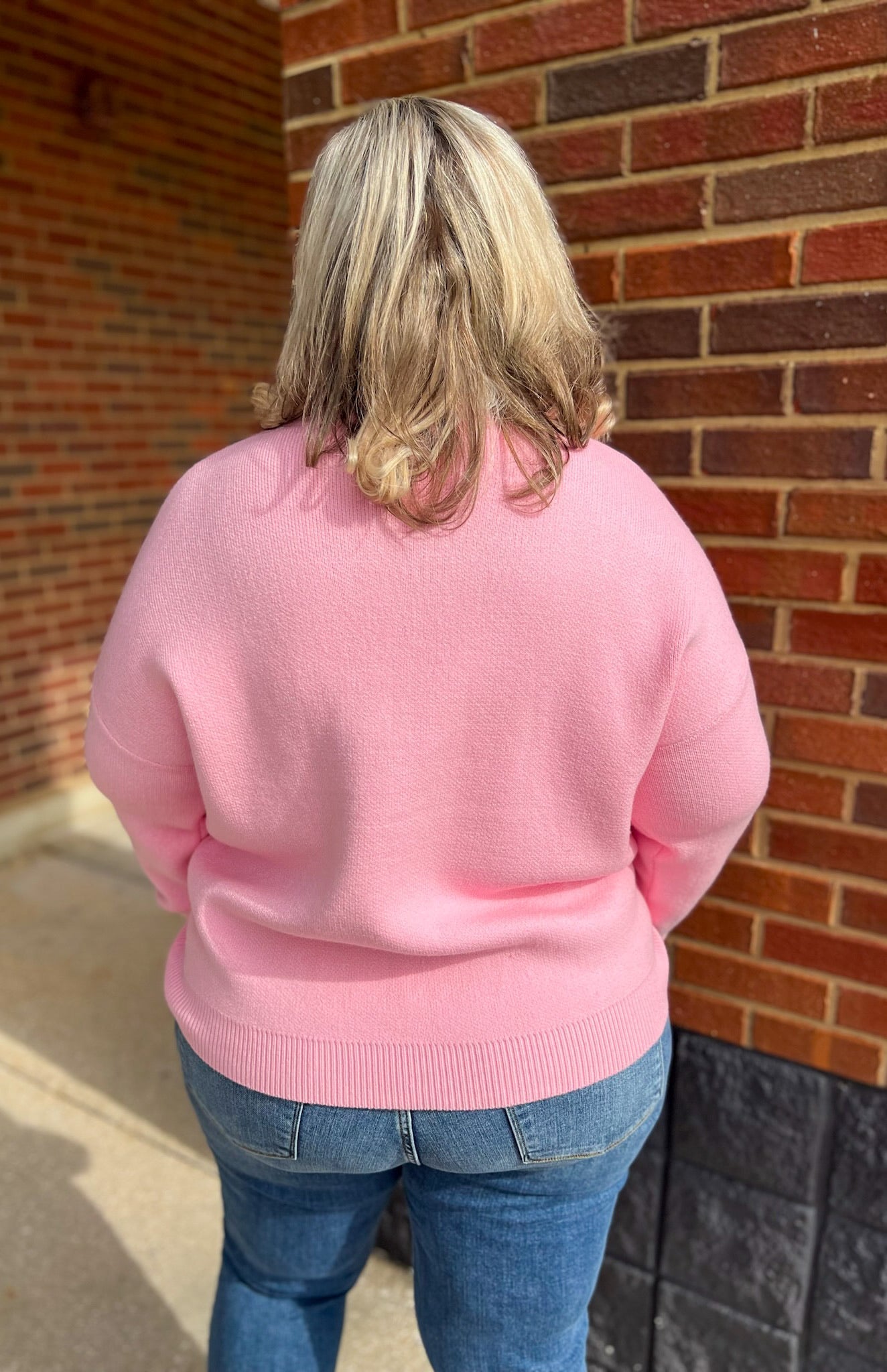 Spread Joy Pink Christmas Sweater with Tinsel Tree (C) - A'Bekah's Boutique