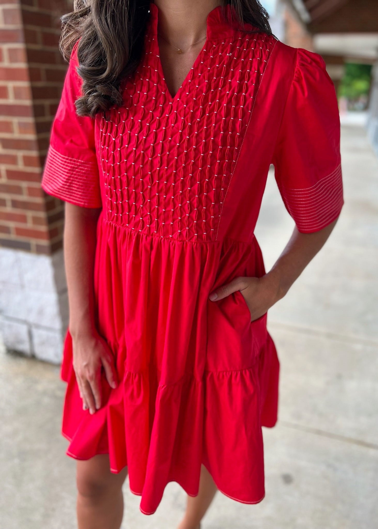 Stay Forever Red Dress with Smocking - A'Bekah's Boutique