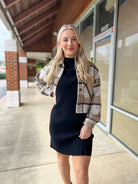 Still Standing Camel Plaid Cropped Jacket - A'Bekah's Boutique