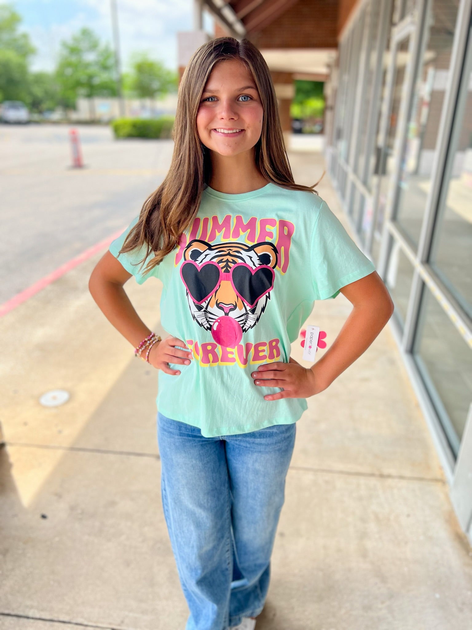 Summer Forever Girls Tiger Bay Blue Graphic T-Shirt - A'Bekah's Boutique