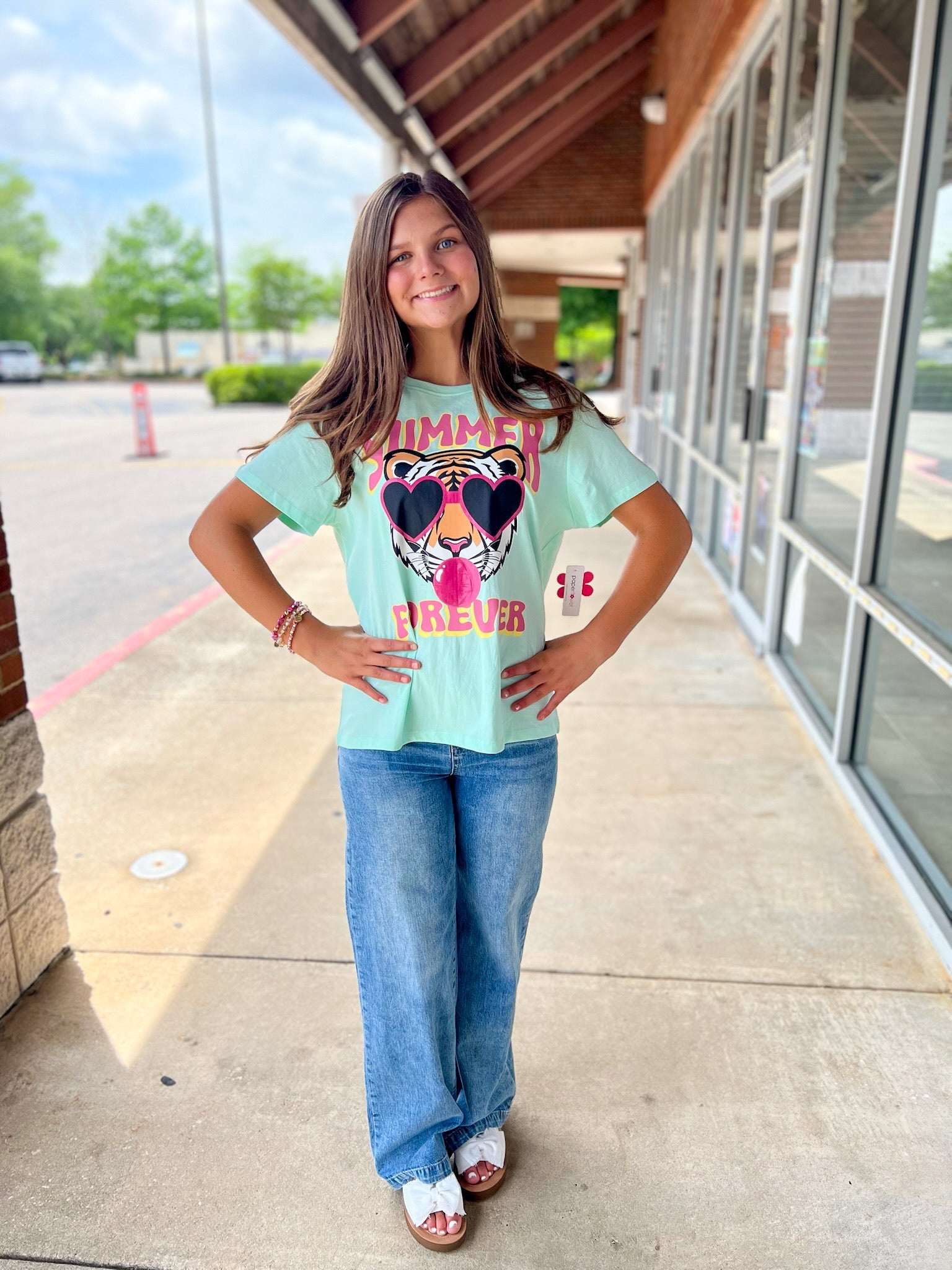 Summer Forever Girls Tiger Bay Blue Graphic T-Shirt - A'Bekah's Boutique