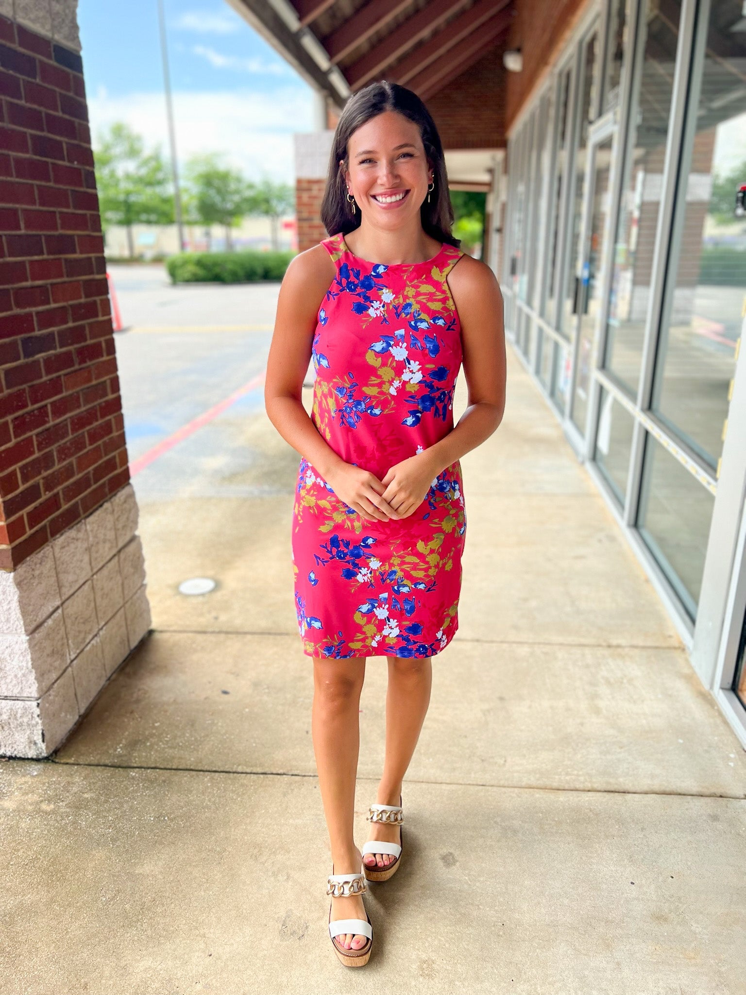 Summer Fun Coral Floral Sleeveless Dress - A'Bekah's Boutique