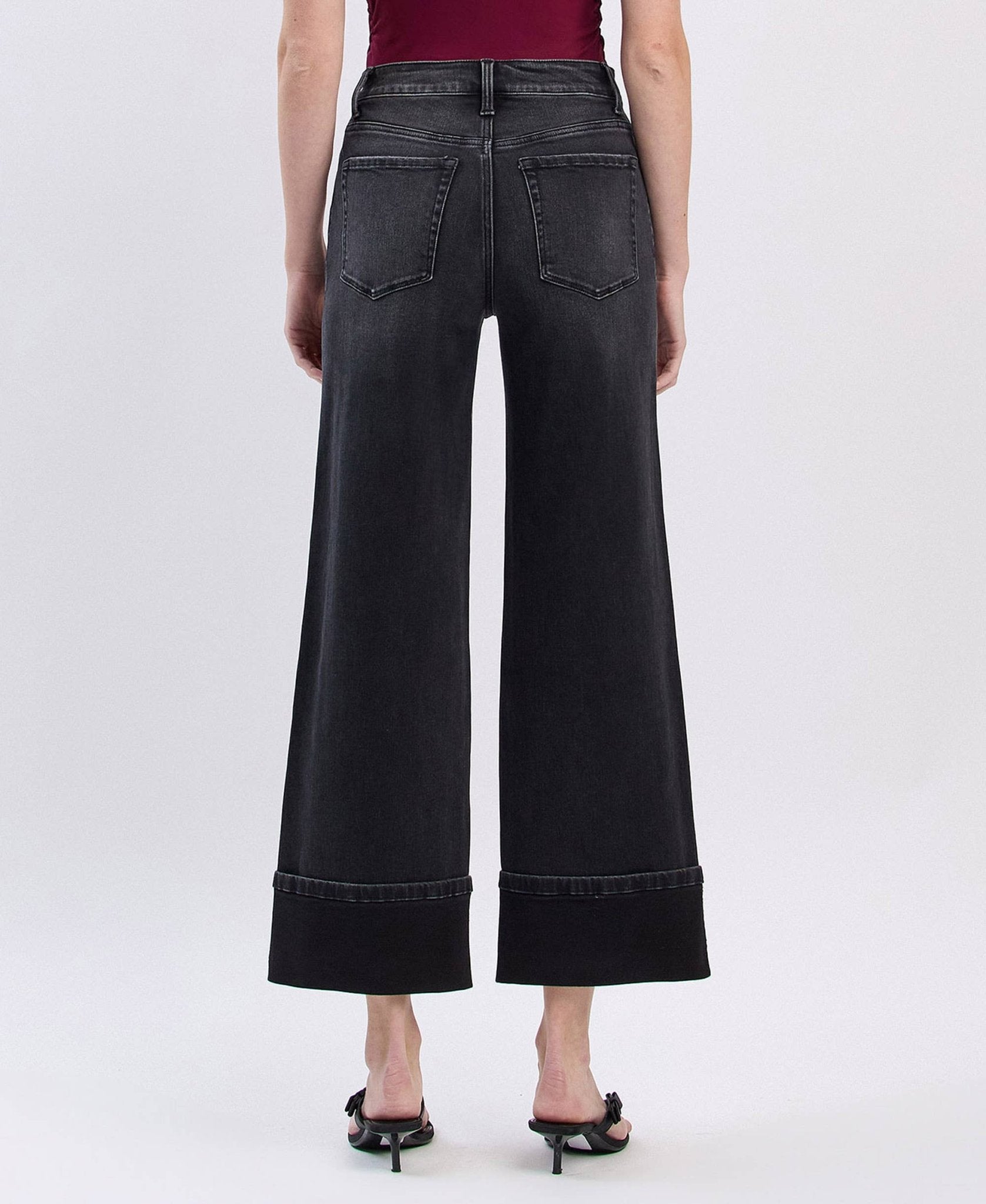 SUPER HIGH RISE CUFFED BAGGY WIDE JEANS - A'Bekah's Boutique