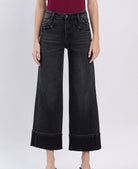 SUPER HIGH RISE CUFFED BAGGY WIDE JEANS - A'Bekah's Boutique