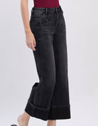 SUPER HIGH RISE CUFFED BAGGY WIDE JEANS - A'Bekah's Boutique
