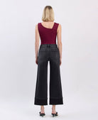 SUPER HIGH RISE CUFFED BAGGY WIDE JEANS - A'Bekah's Boutique