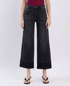 SUPER HIGH RISE CUFFED BAGGY WIDE JEANS - A'Bekah's Boutique
