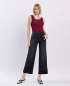 SUPER HIGH RISE CUFFED BAGGY WIDE JEANS - A'Bekah's Boutique