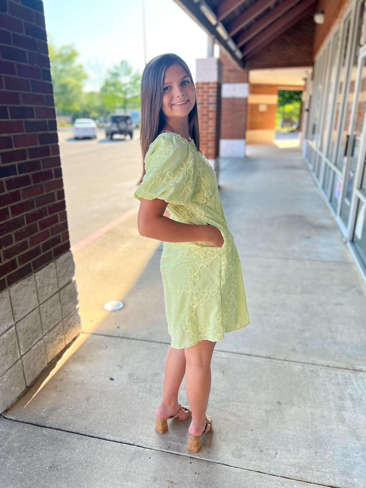 Sweet Pea Girls Sage Green Floral Embroidered Dress - A'Bekah's Boutique