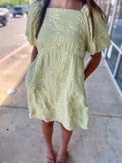 Sweet Pea Girls Sage Green Floral Embroidered Dress - A'Bekah's Boutique