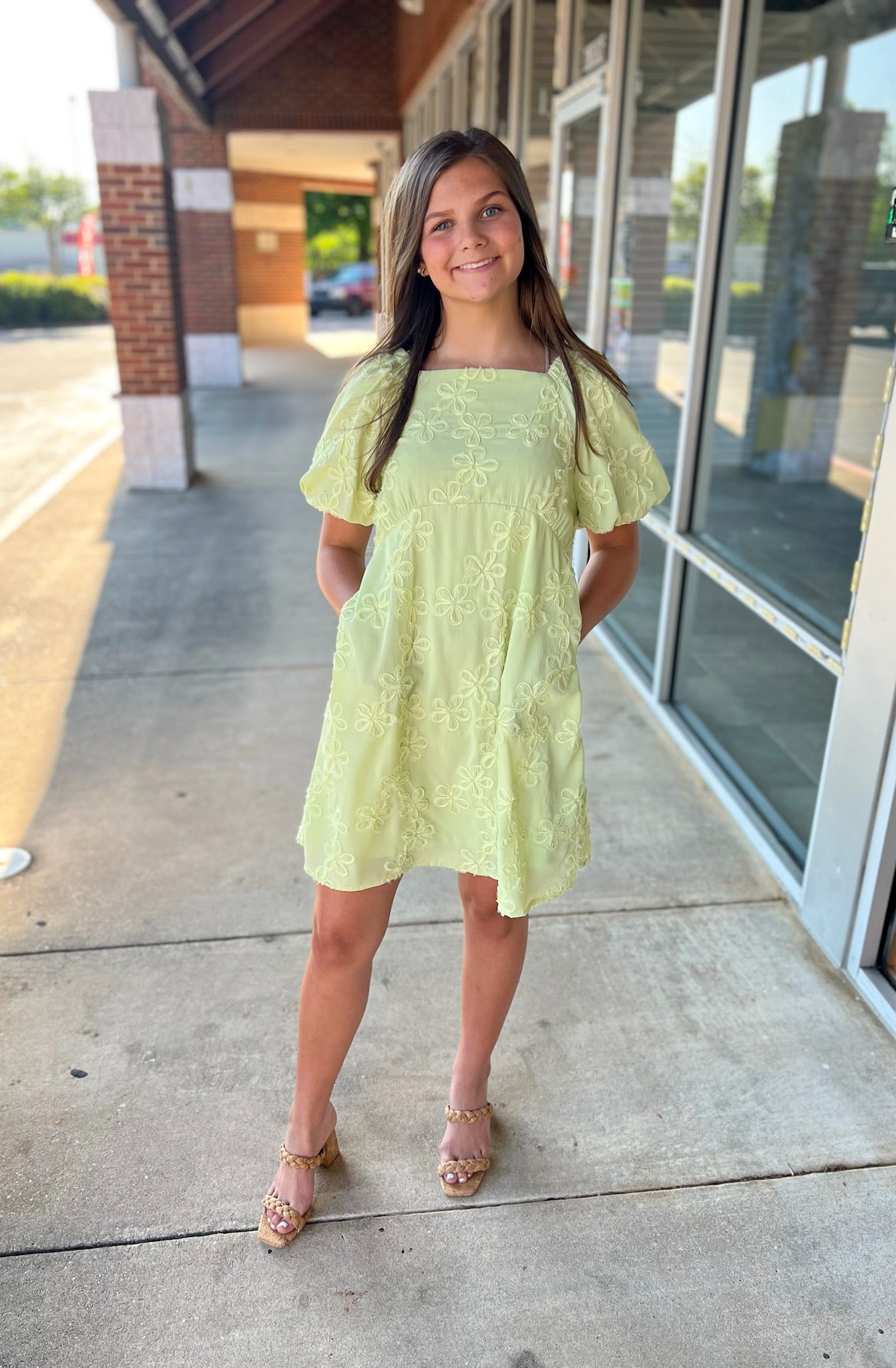 Sweet Pea Girls Sage Green Floral Embroidered Dress - A'Bekah's Boutique