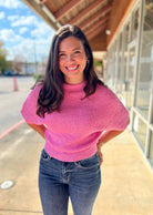 Sweet Pink Cropped Half Dolman Sleeve Sweater - A'Bekah's Boutique