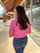 Sweet Pink Cropped Half Dolman Sleeve Sweater - A'Bekah's Boutique