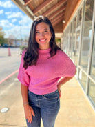 Sweet Pink Cropped Half Dolman Sleeve Sweater - A'Bekah's Boutique
