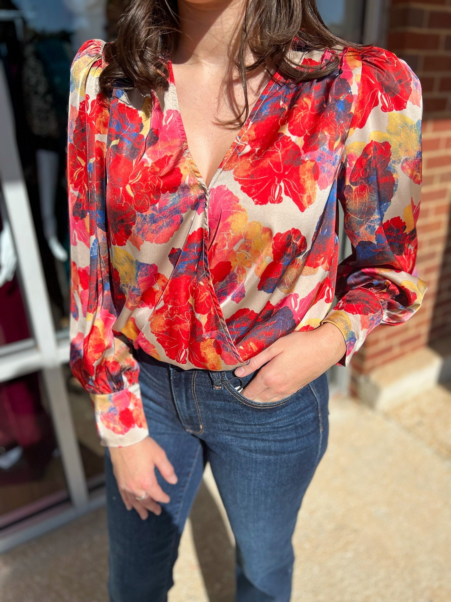 Swept Away Red Floral Long Sleeve Bodysuit - A'Bekah's Boutique