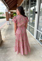 Take A Breath Pink Floral Tiered Midi Dress with Smocked Waist (R) - A'Bekah's Boutique