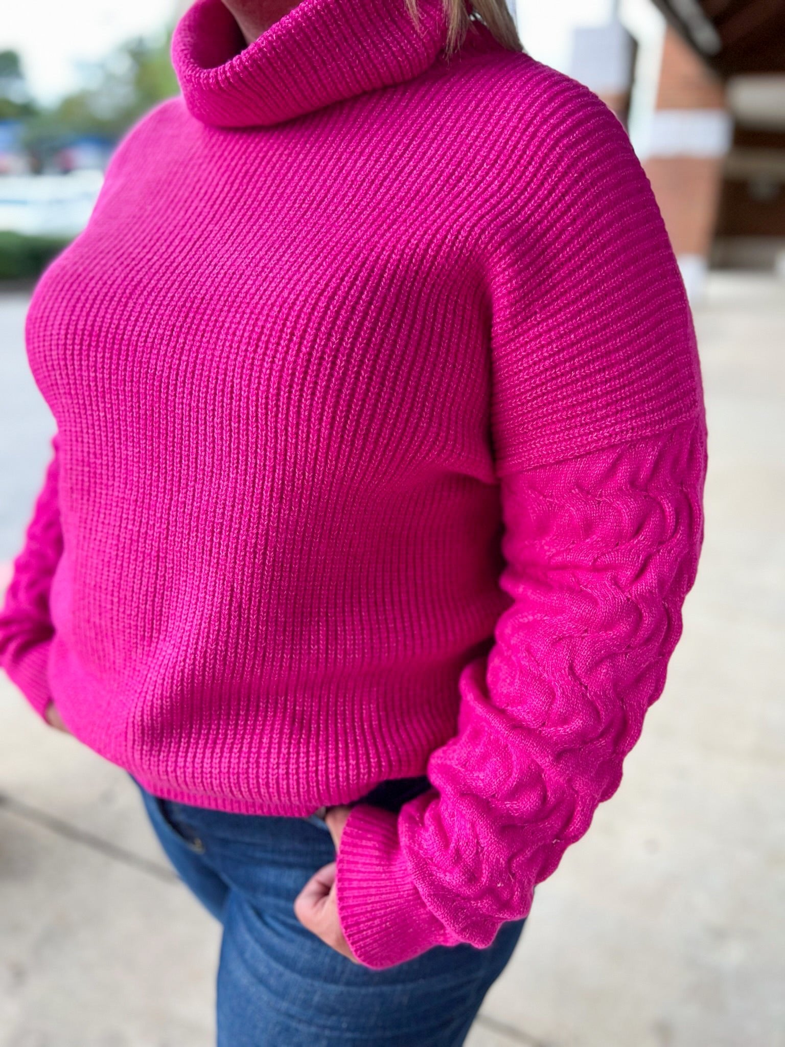 Take A Second Look Hot Pink Cowl Neck Sweater - A'Bekah's Boutique