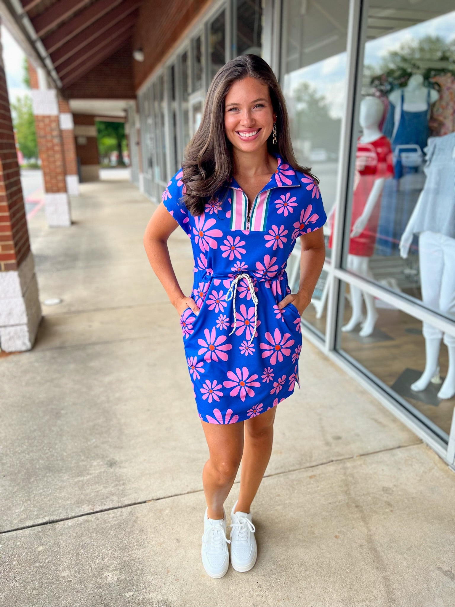 Take Me To Paradise Purple Floral Quarter Zip Dress - A'Bekah's Boutique