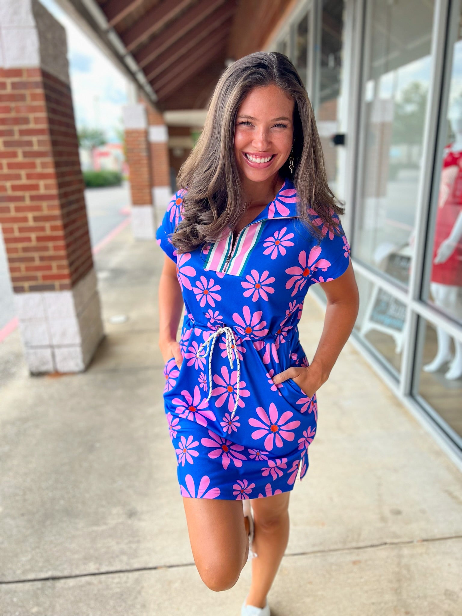 Take Me To Paradise Purple Floral Quarter Zip Dress - A'Bekah's Boutique
