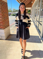 Tan and Black Mixed Media Sweater Dress (C) - A'Bekah's Boutique
