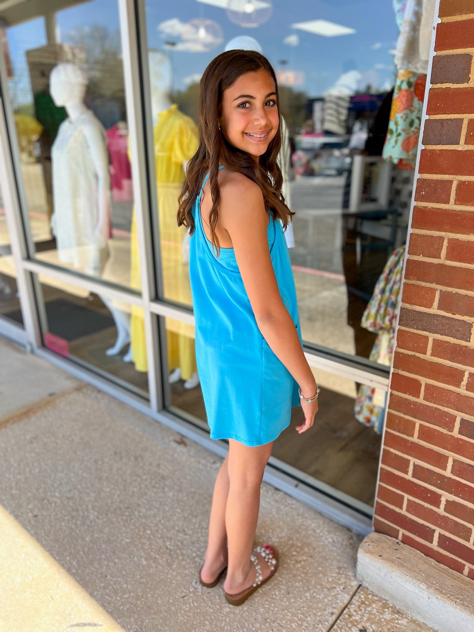 Tell Me Twice Girls Blue Aqua Romper - A'Bekah's Boutique