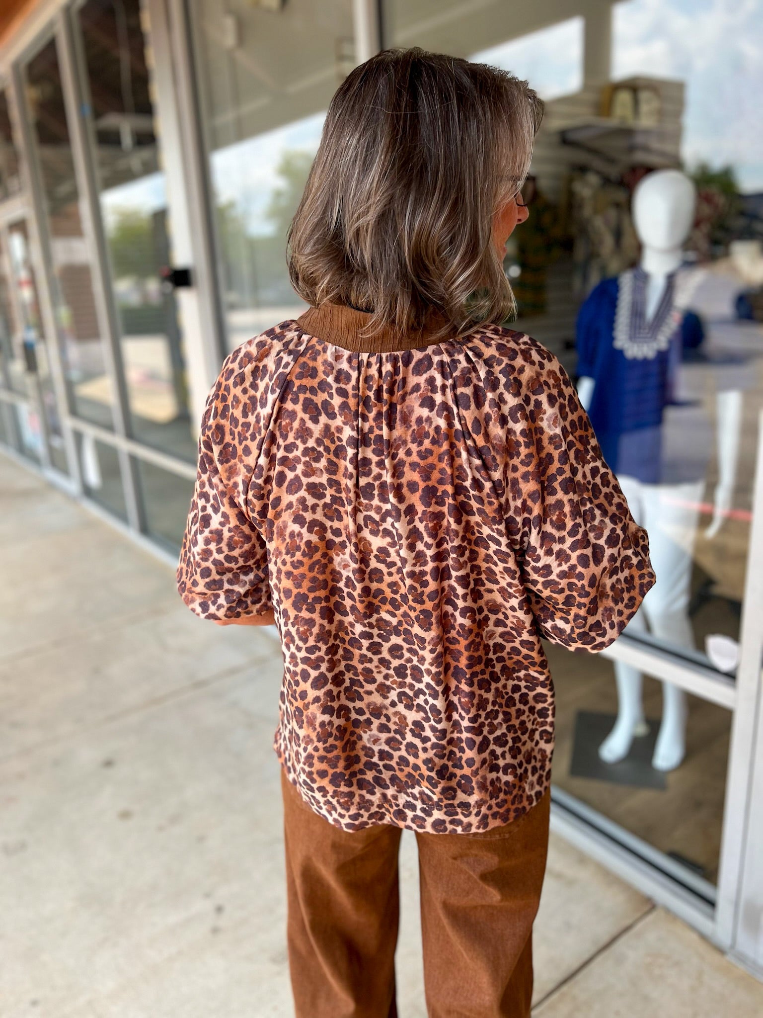 The Little Things Brown Leopard Print V - Neck Top - A'Bekah's Boutique